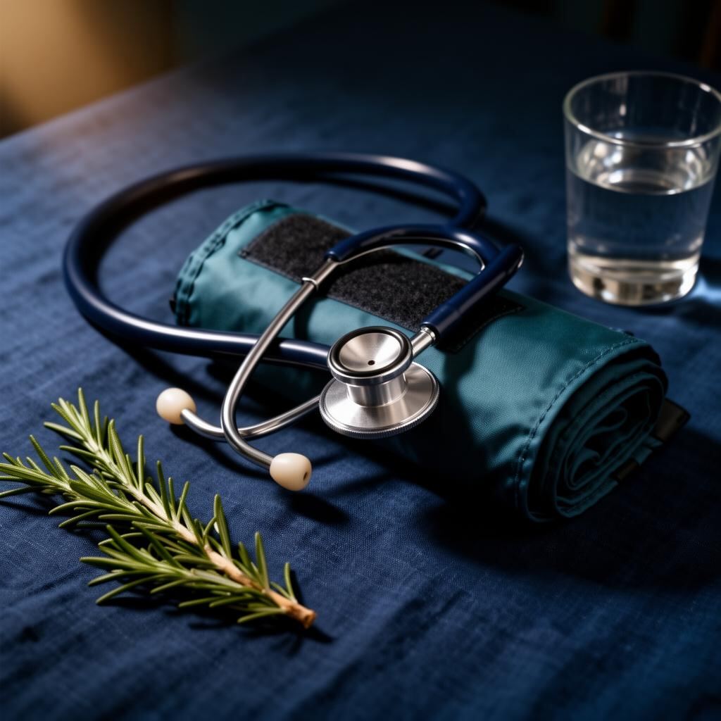 Editorial still life: stethoscope and blood pressure cuff